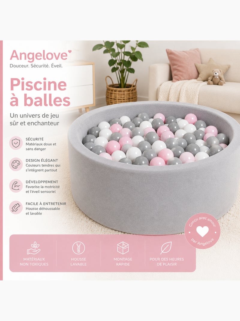 Piscine à balles béb mousse douce enfant Rose - Kiabi
