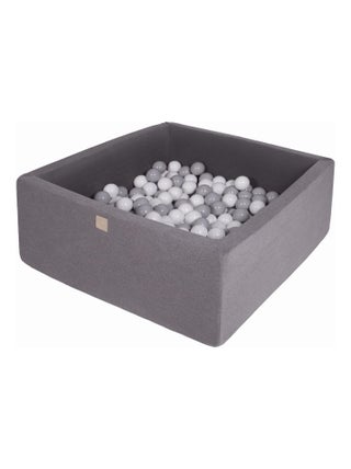 Piscine à Balles Carré 90x90x40 cm 300 Balles Coton Gris Foncé: Gris/Blanc