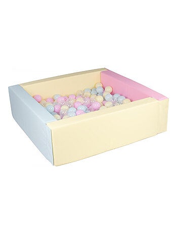 Piscine à balles carrée avec 200 balles bords 3s multicolores (pastel)