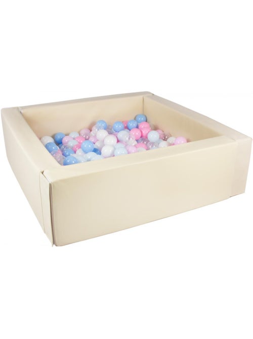 Piscine à balles carrée avec 200 balles cappuccino balles multicolores - Kiabi
