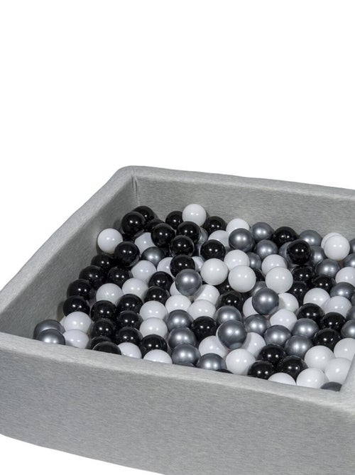 Piscine À Balles Pour Enfant, 90x90 Cm, Aire De Jeu + 200 Balles Noir, Blanc, Argent - Kiabi