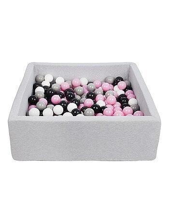 Piscine À Balles Pour Enfant, 90x90 Cm, Aire De Jeu + 200 Balles Noir, Blanc, Rose Clair,gris