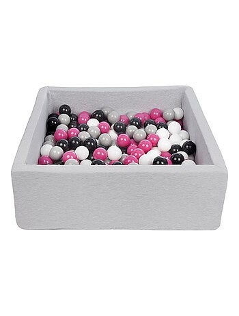 Piscine À Balles Pour Enfant, 90x90 Cm, Aire De Jeu + 200 Balles Noir, Blanc, Rose,gris