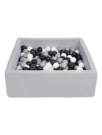 Piscine À Balles Pour Enfant, 90x90 Cm, Aire De Jeu + 200 Balles Noir,blanc,gris