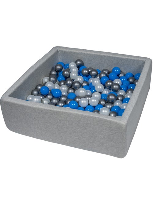 Piscine à balles pour enfant, 90x90 cm, aire de jeu + 300 balles perle, bleu, gris - Kiabi