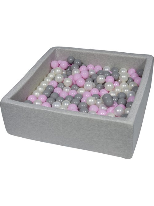 Piscine à balles pour enfant, 90x90 cm, aire de jeu + 300 balles perle, rose clair, gris - Kiabi