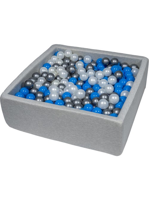 Piscine à balles pour enfant, 90x90 cm, aire de jeu + 450 balles perle, bleu, gris - Kiabi
