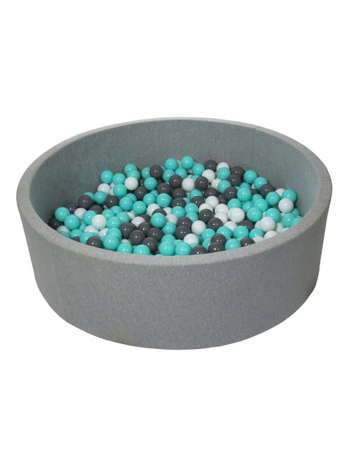 Piscine à balles pour enfant, diamètre env.125 cm, Aire de jeu + 600 balles, gris, turquoise - Kiabi