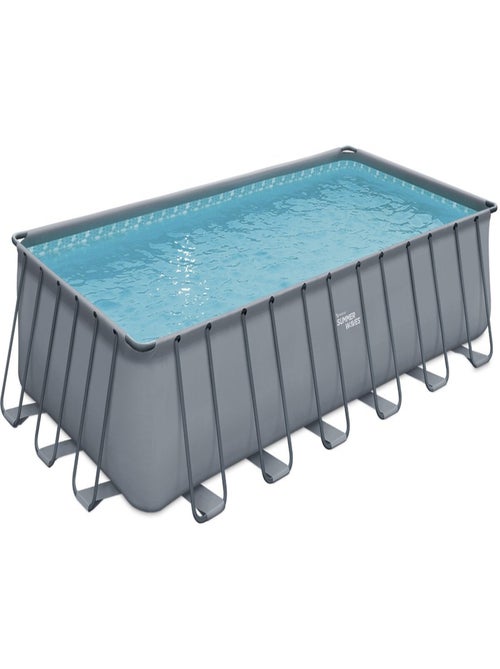 Piscine tubulaire grise - "LUDO 5" - 7.32 x 3.66 x 1.32 m - Filtration à  sable 5,7m3/H - Kiabi