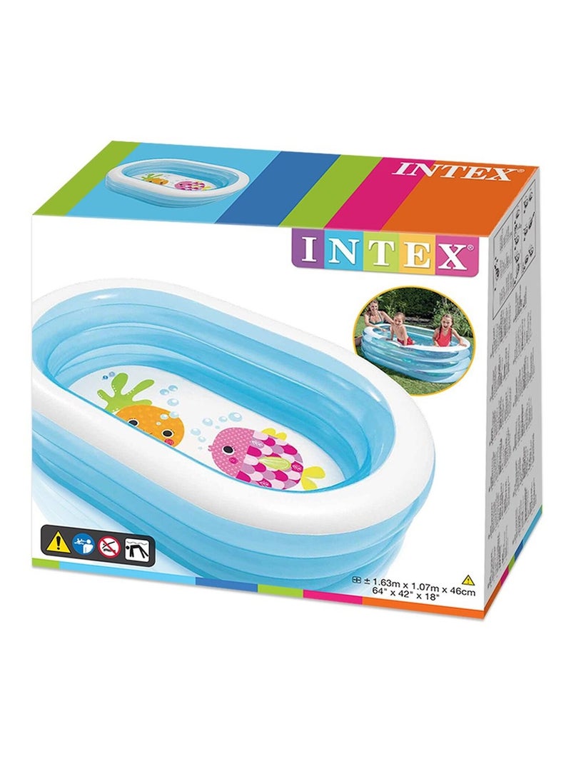 Piscinette avec fond imprimé pour enfants - 163 x 107 cm Bleu - Kiabi