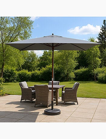 PISE - Parasol rectangulaire droit 3x2 gris en bois