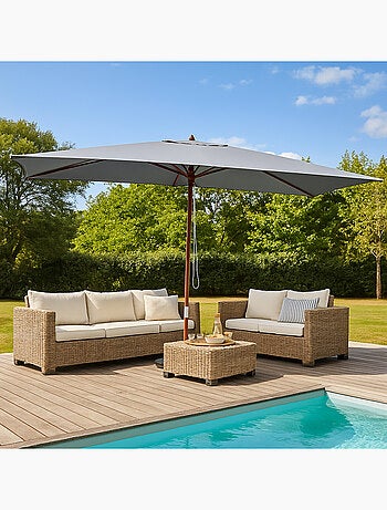 PISE - Parasol rectangulaire droit 3x2 gris en bois