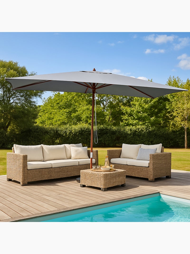 PISE Parasol gris rectangle 2,97 x 1,91 m Gris - Kiabi