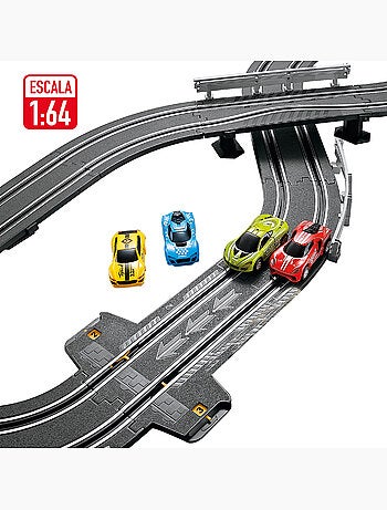 Piste de course magnétique avec 2 voitures et 2 contrôleurs progressifs speed & go