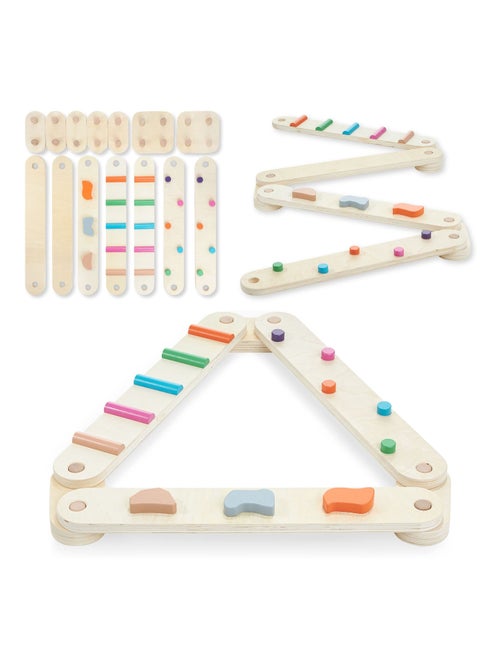 Piste D'équilibre Sensorielle Montessori 50Kg max - 14 éléments colorés Bois - Kiabi