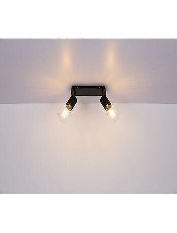 Plafonnier 2 ampoules en métal design industriel HERMINE