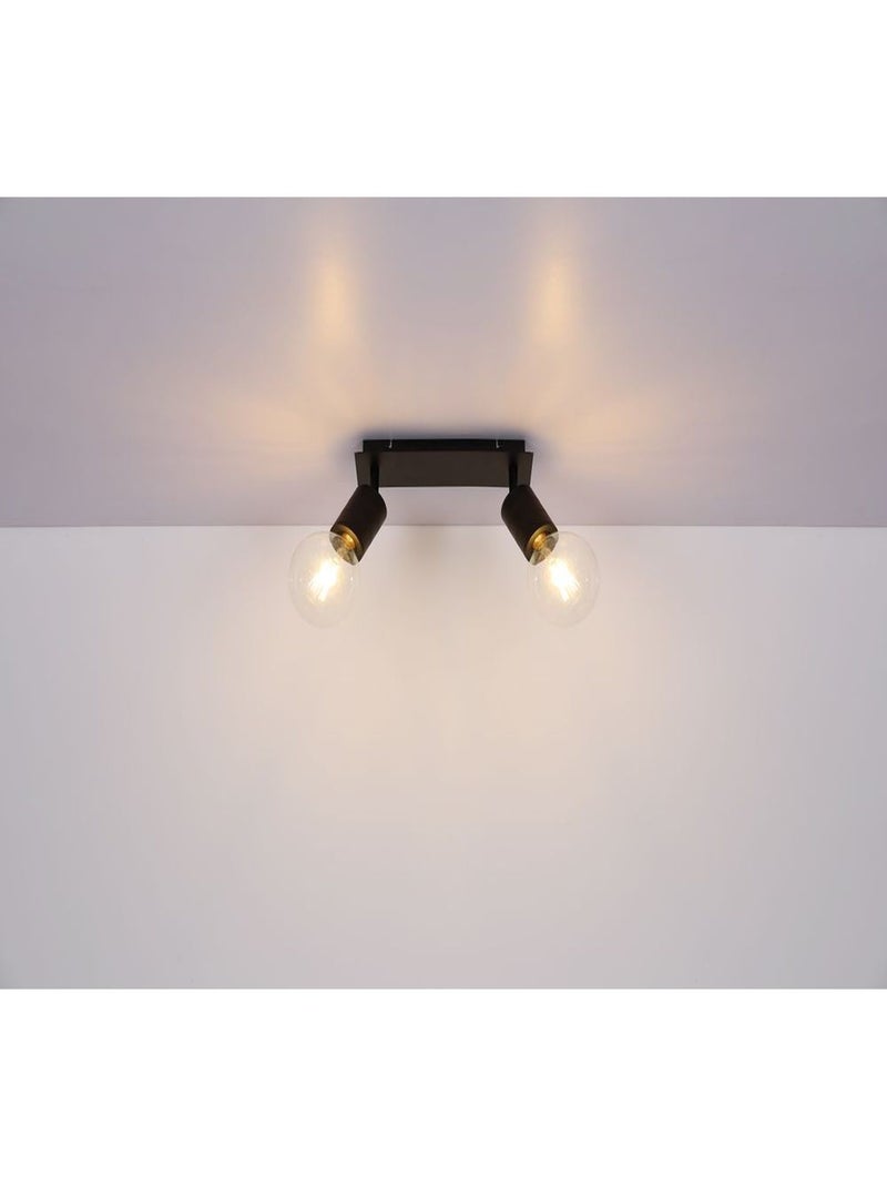 Plafonnier 2 ampoules en métal design industriel HERMINE Noir - Kiabi