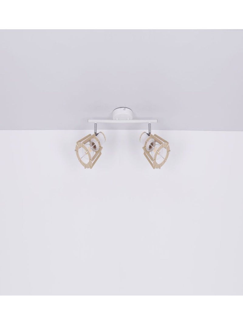Plafonnier 2 spots design scandinave en bois BLAHA Blanc - Kiabi