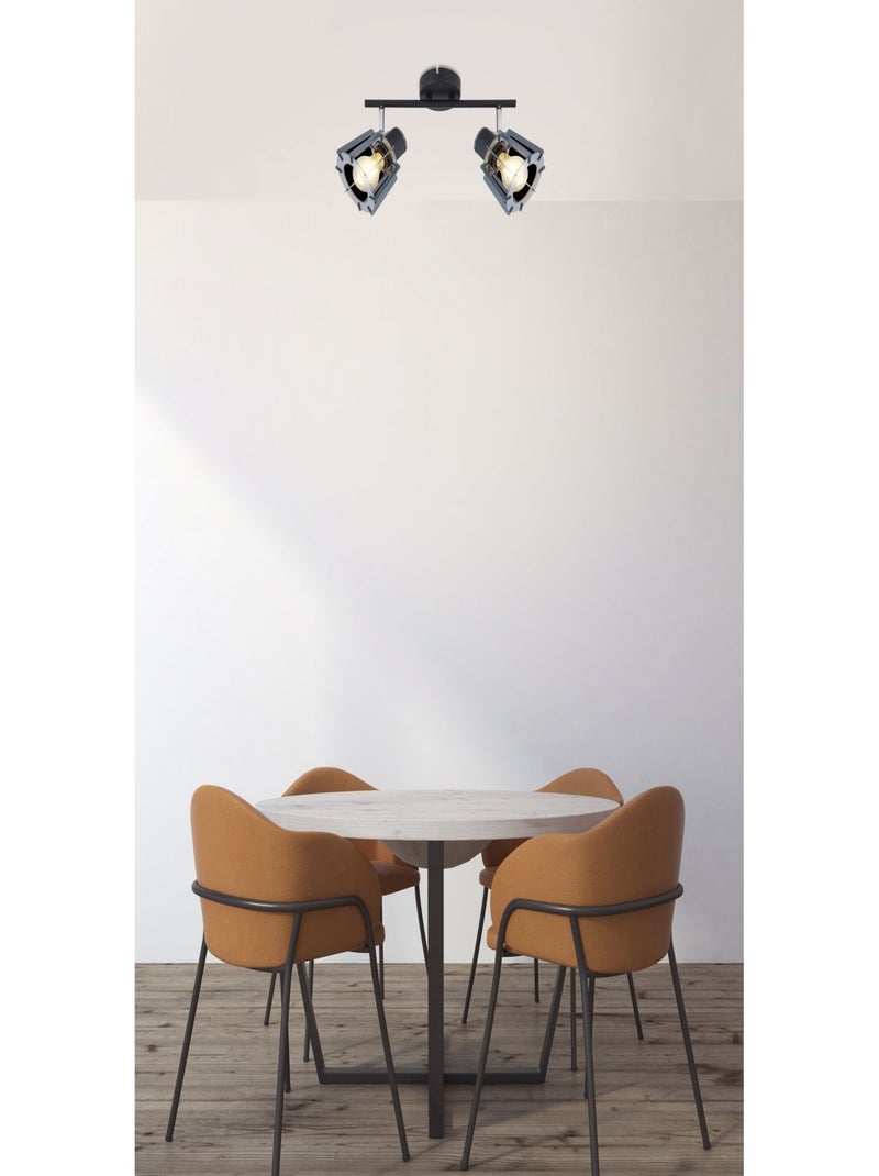 Plafonnier 2 spots design scandinave en bois BLAHA Gris - Kiabi