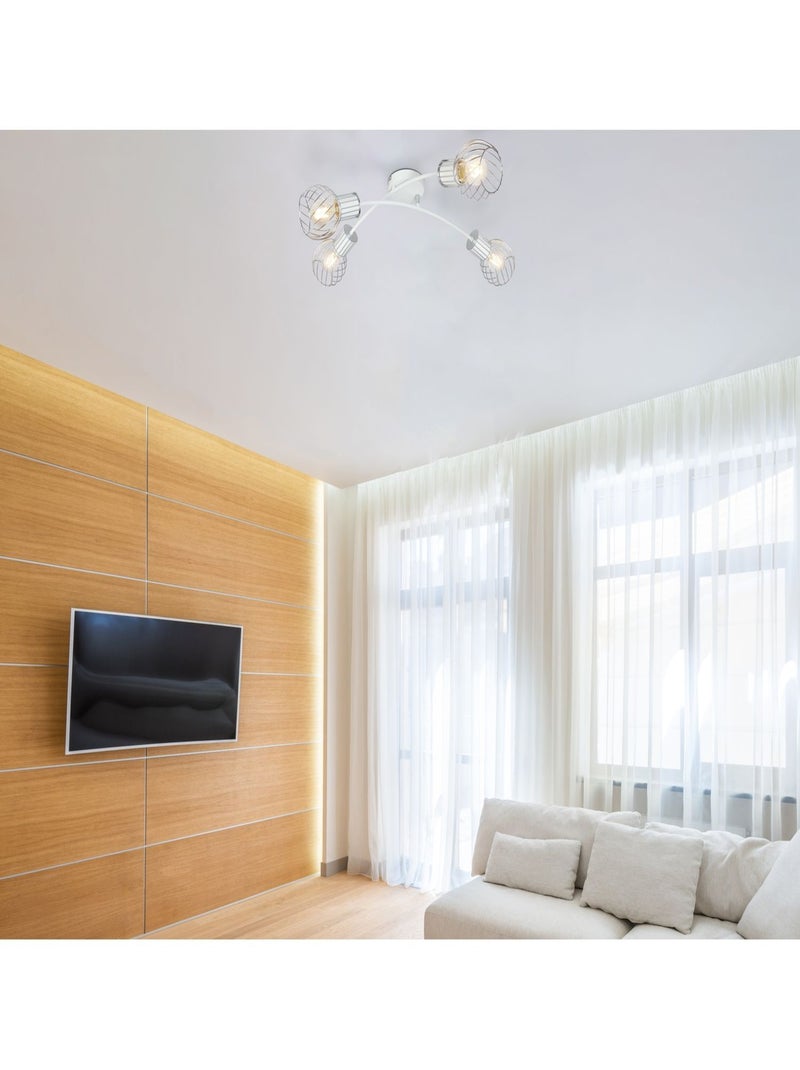Plafonnier 4 lampes en métal design contemporain LUISE Blanc - Kiabi
