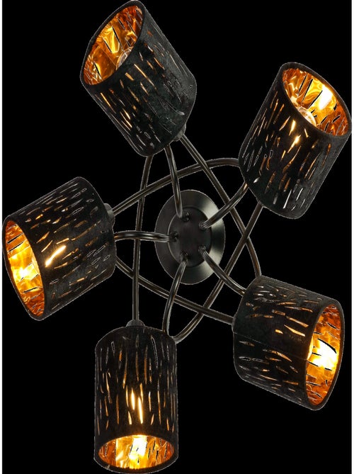 Plafonnier 5 lumières en velours ajouré TUXON - Kiabi