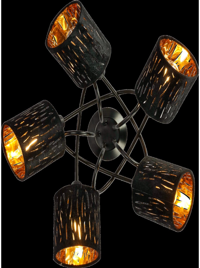 Plafonnier 5 lumières en velours ajouré TUXON Noir - Kiabi