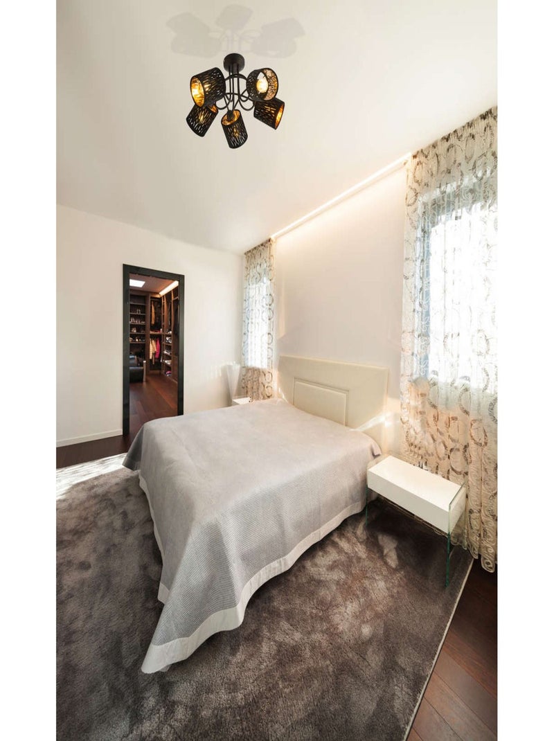 Plafonnier 5 lumières en velours ajouré TUXON Noir - Kiabi