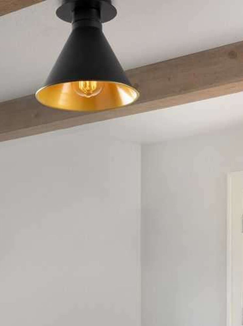 Plafonnier en métal en forme de cône design rétro BERCESTE Noir - Kiabi