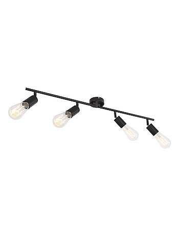 Plafonnier rampe 4 ampoules en métal design industriel MARTHA