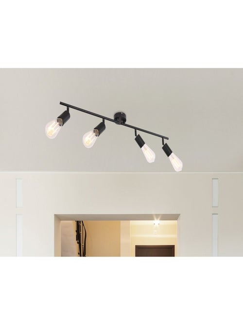 Plafonnier rampe 4 ampoules en métal design industriel MARTHA - Kiabi