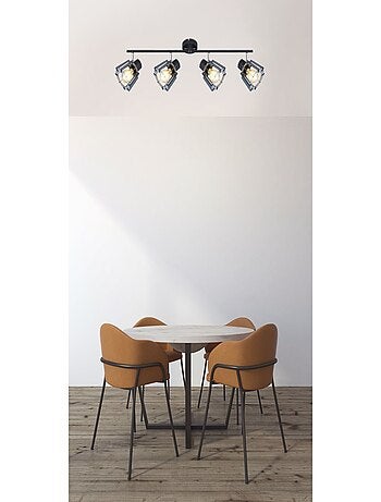 Plafonnier rampe 4 spots design scandinave en bois BLAHA