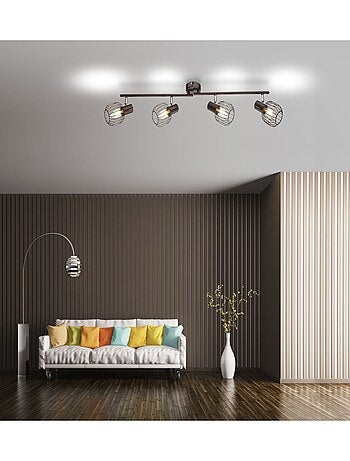 Plafonnier rampe 4 spots en métal design industriel AKIN