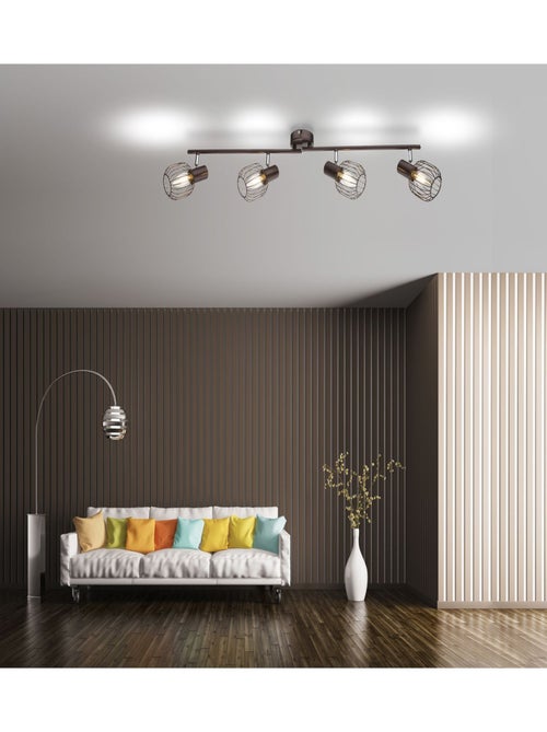Plafonnier rampe 4 spots en métal design industriel AKIN - Kiabi