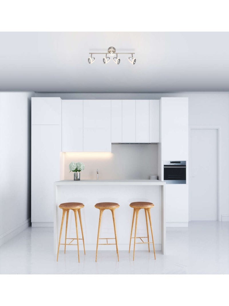 Plafonnier rampe 4 spots LED design moderne RODRIK Argent - Kiabi
