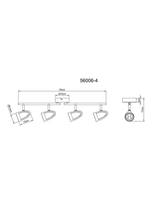 Plafonnier rampe 4 spots LED design moderne RODRIK - Kiabi