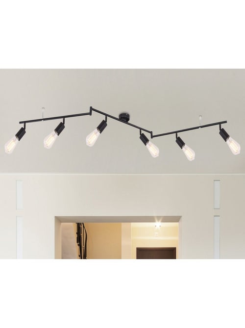 Plafonnier rampe 6 ampoules en métal design industriel MARTHA - Kiabi