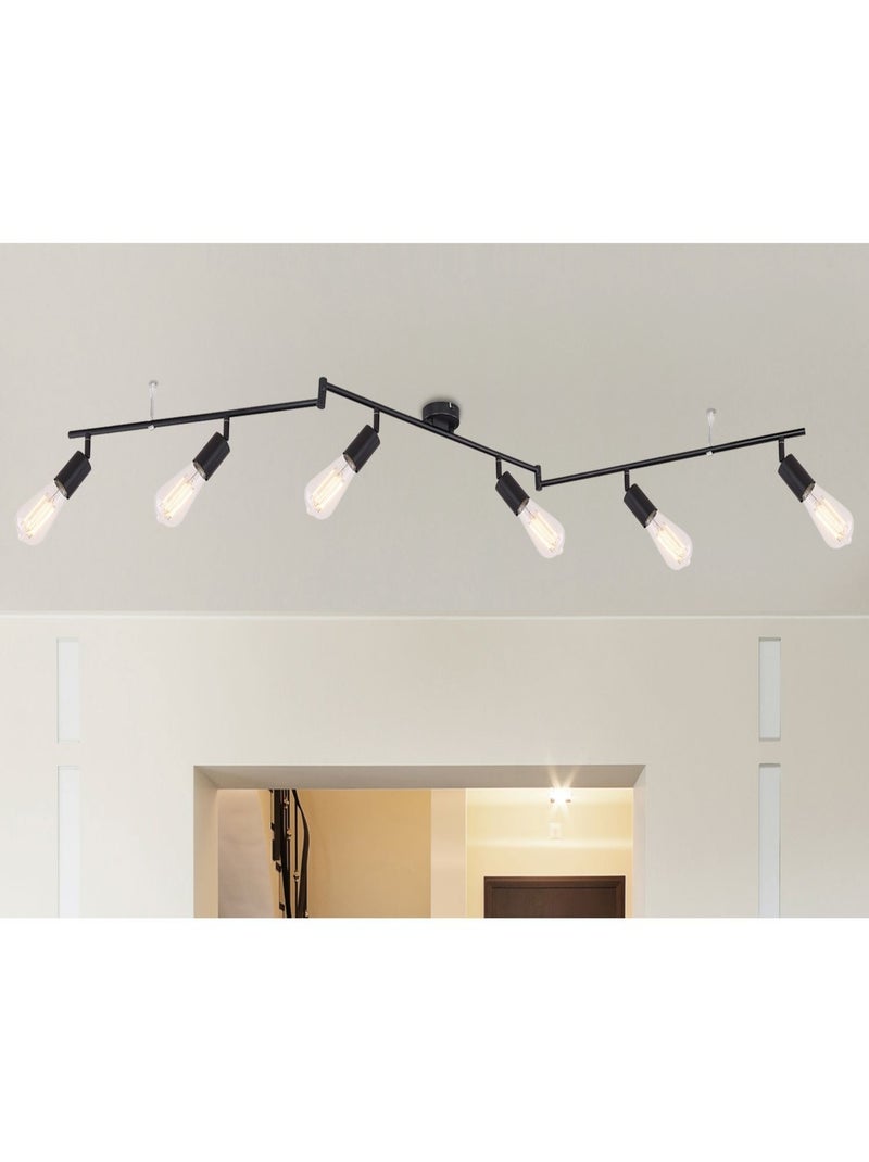 Plafonnier rampe 6 ampoules en métal design industriel MARTHA Noir - Kiabi