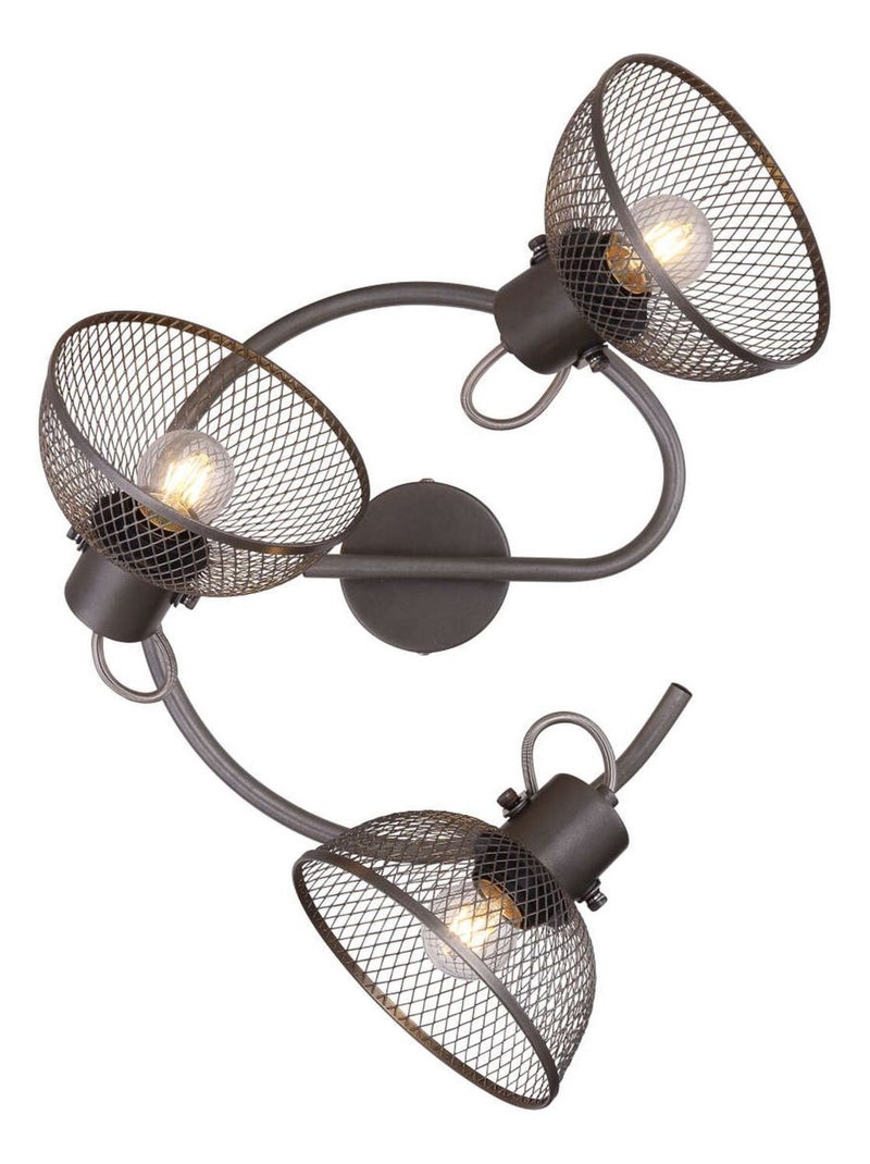 Plafonnier rond 3 lampes design vintage MONIGA Gris foncé - Kiabi