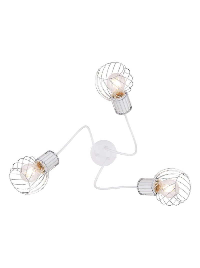 Plafonnier rond 3 lampes en métal design contemporain LUISE Blanc - Kiabi