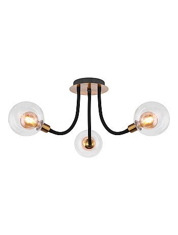 Plafonnier rond 3 lumières en verre et métal design original EDDY