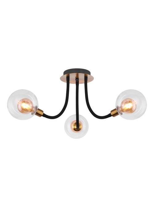 Plafonnier rond 3 lumières en verre et métal design original EDDY - Kiabi