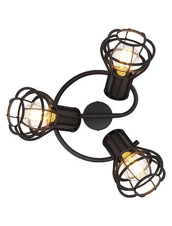 Plafonnier rond 3 spots design industriel CLASTRA