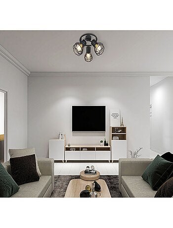 Plafonnier rond 3 spots design industriel CLASTRA