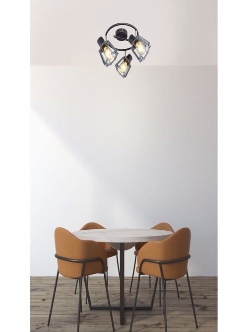 Plafonnier rond 3 spots design scandinave en bois BLAHA - Kiabi