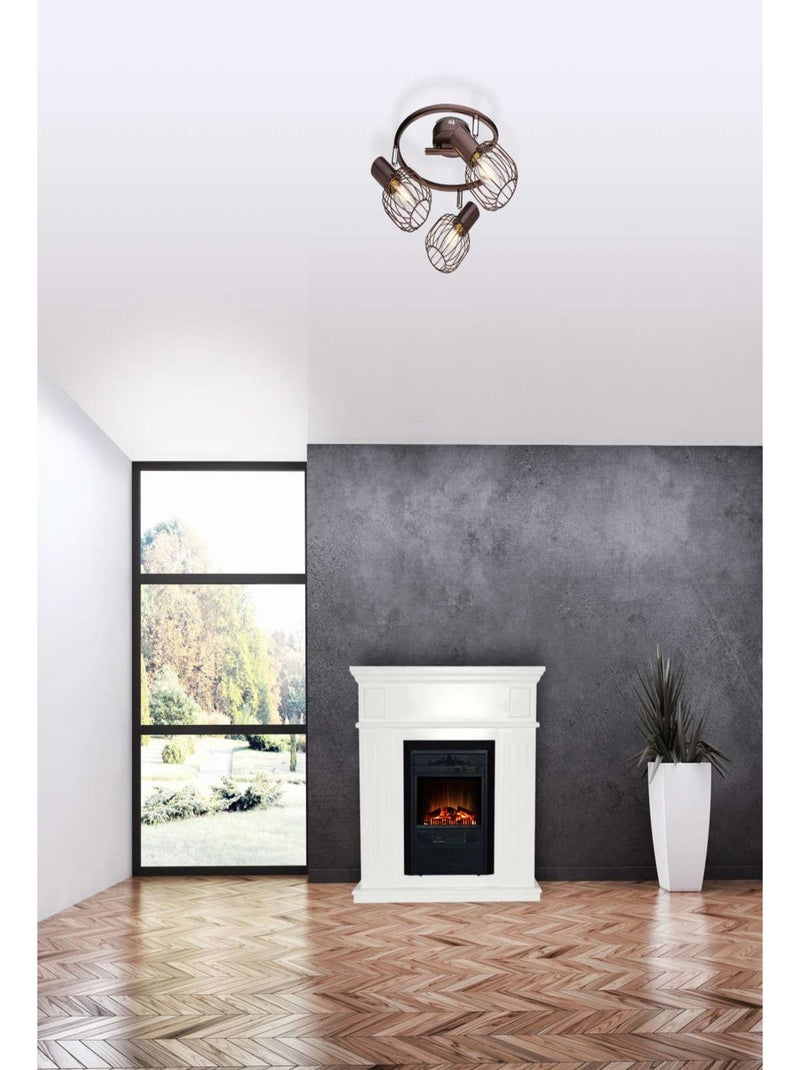 Plafonnier rond 3 spots en métal design industriel AKIN Marron - Kiabi