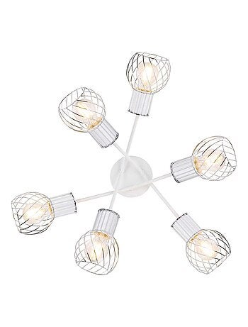 Plafonnier rond 6 lampes en métal design contemporain LUISE