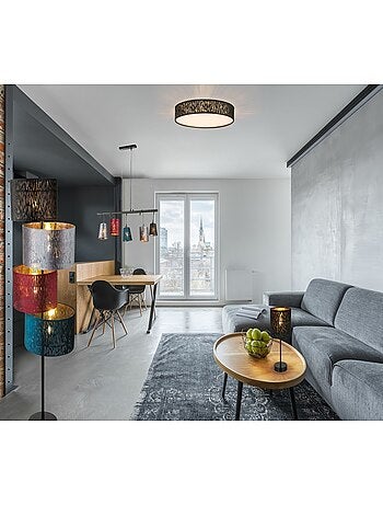 Plafonnier rond à LED design velours Tuxon