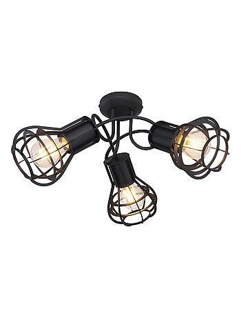 Plafonnier rond entrelacé 3 spots design industriel CLASTRA