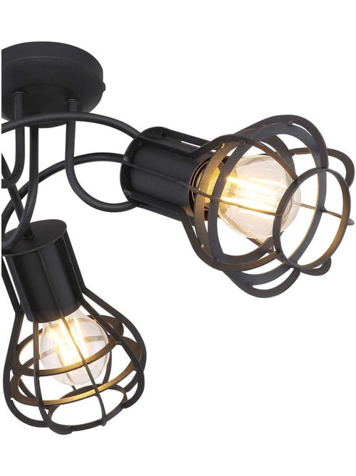 Plafonnier rond entrelacé 3 spots design industriel CLASTRA - Kiabi