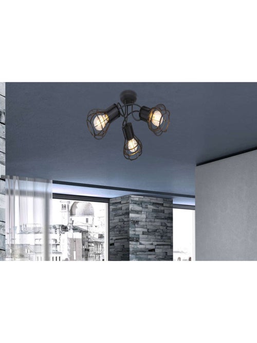 Plafonnier rond entrelacé 3 spots design industriel CLASTRA - Kiabi